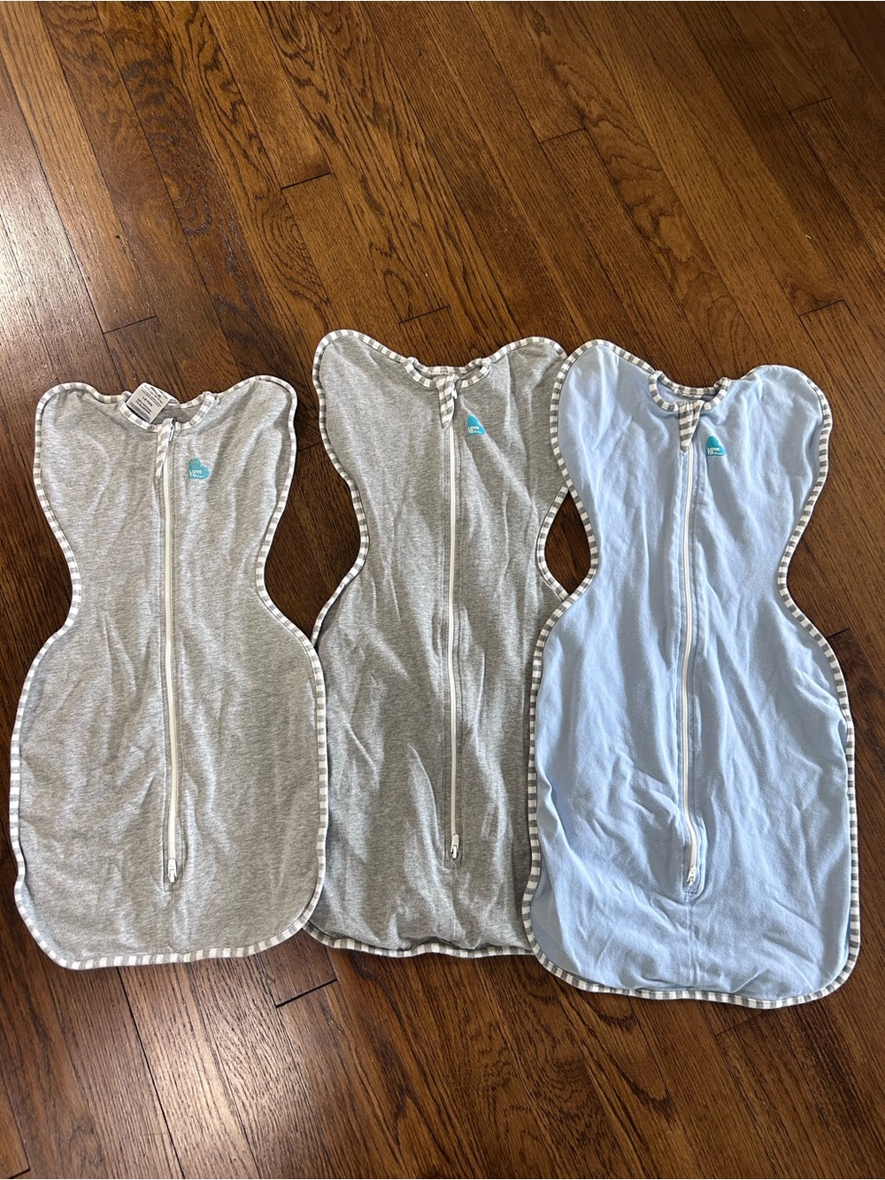 Love to dream Twin Pack Swaddle One-Pieces in Gray & Light Blue